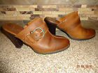 Womens boc Born Sz 10/42 Brown Leather 4" Heels Slide Shoes Buckle Detail 