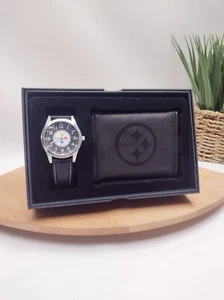Pittsburgh Steelers NFL Black Watch And Wallet Gift Set - Free Shipping - Picture 1 of 13