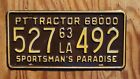 1963 Louisiana TRACTOR License Plate