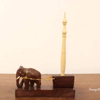 木制笔架/立式大象雕像古董老式家庭办公室装饰礼物 — 第 1/4 张图片