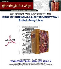DUKE OF CORNWALLS LIGHT INFANTRY WW1 BRITISH ARMY LISTS CDROM