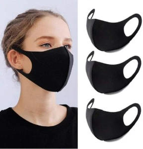 Washable Face Mask Hygienic Seal Pack Black Reusable SOFT PUBLIC SPACES USE UK - Picture 1 of 13