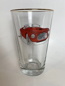 Griots Garage Beer Pilsner Glass Gold Gold Rim Vtg Ferrari 166 Hot Rod 20 Oz - Picture 1 of 8