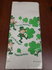VTG NOS American Greetings St Patrick's Day  Paper Table Cover 54" x 96" Clover