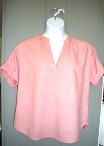 Blusa A New Day para mujer talla XL color melocotón mezcla de lino cuello en V manga corta - Imagen 1 de 4