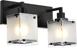 MELUCEE Modern Vanity Light, 2 Light Black Sconces Wall Lighting - Picture 1 of 7