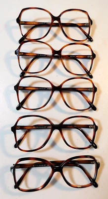 Vintage 5 Pc. Lot ELITE OPTICAL Harriet Amber 53/18 Eyeglass Frame NOS #P6 - Image 1 of 4