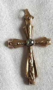 ANTIGUO COLGANTE CRUZ ORO 14K 1,25 PULGADAS PARA COLLAR - ENVÍO GRATUITO - Imagen 1 de 4