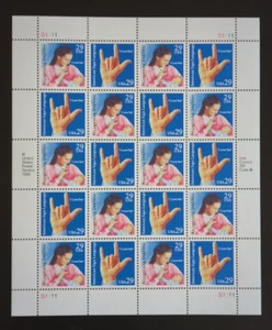 29c AMERICAN SIGN LANGUAGE SCOTT # 2783-2784 HOJA DE 20, COMO NUEVO - Imagen 1 de 2