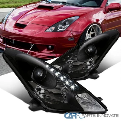 Black Fits 2000-2005 Toyota Celica Projector Headlights Lamps LED Strip 00-05 - Imagem 1 de 4
