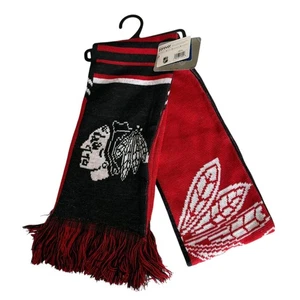 Chicago Blackhawks Bufanda Reversible Tejida Invierno Cuello NUEVO NHL Spellout Dividido Logo - Imagen 1 de 10