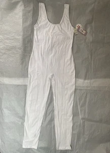 Basic Moves BM7102A Adult XL White Tank Unitard Sleeveless Full Body Cotton - Picture 1 of 14