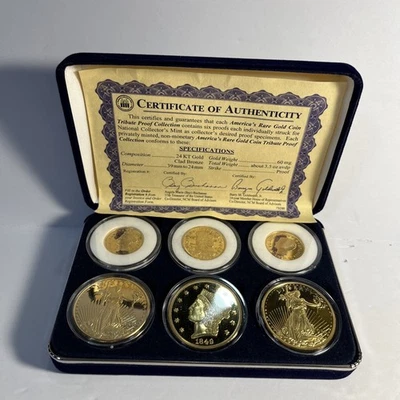 COLECCIONISTAS NACIONALES COMO NUEVOS CHAPADOS EN ORO 24K 6 monedas PRUEBA TRIBUTO COLECCIÓN BIN C Foto 1 de 4
