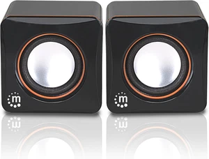 Manhattan USB Powered Stereo Speaker System - Small Size Black 2 Pieces - Picture 1 of 12