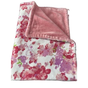 Manta de bebé Catherine Malandrino rosa floral felpa polar reversible RN 15703 - Imagen 1 de 18