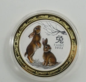 Australia 2023 Conejo Lunar Año Color Moneda Plata 1oz con Certificado de Autenticidad y CAJA - Imagen 1 de 4