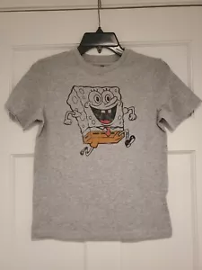 New Spongebob Squarepants Running Gap Kids Medium (8) Grey Cotton Blend Tee - Picture 1 of 4