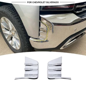 Chrome Front Fog Light Lamp Decor Cover Trim Bezels For Chevy Silverado 1500 19+ - Picture 1 of 22