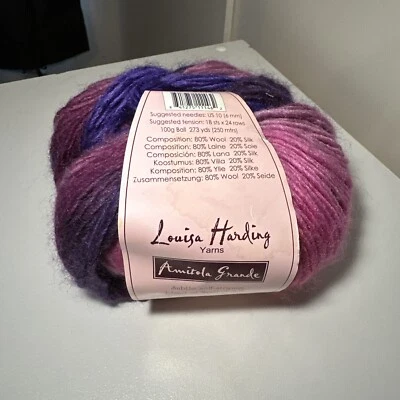 Louisa Harding Amitola Grande Aran Yarn, Pink Purple Self Striping Wool/Silk - Image 1 of 3
