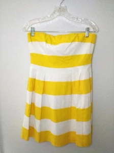 Ann Taylor Loft NWT Sz 6P Strapless Yellow/White Striped Summer Dress  - Picture 1 of 11
