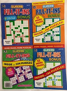 Lot (4) Superb Fill-It-Ins Bonus Fill-In The Words Puzzle Books 2022-2024 - Picture 1 of 1