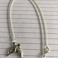 dolphin pendant necklace silver plated  18" curb chain