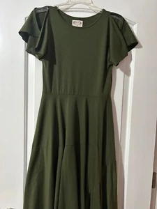 Joyfolie Mia Joy Girls 14 Forest Green Asymmetric Open Shoulder Midi Dress - Picture 1 of 4