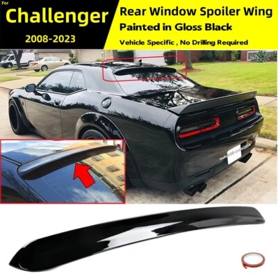 FOR 08-23 DODGE CHALLENGER SRT HELLCAT GLOSS BLACK REAR WINDOW ROOF SPOILER WING - Image 1 of 4