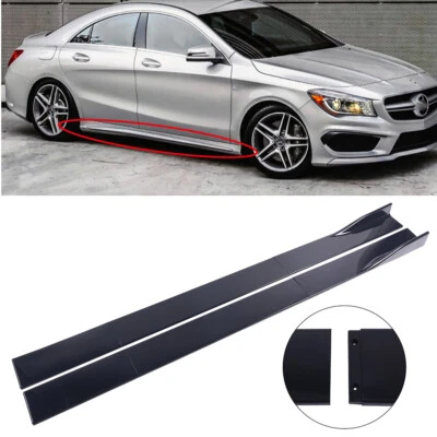 78.7" Side Skirts Splitters Spoiler Lip Glossy Black Fit For Ford Mustang Focus Foto 1 de 4