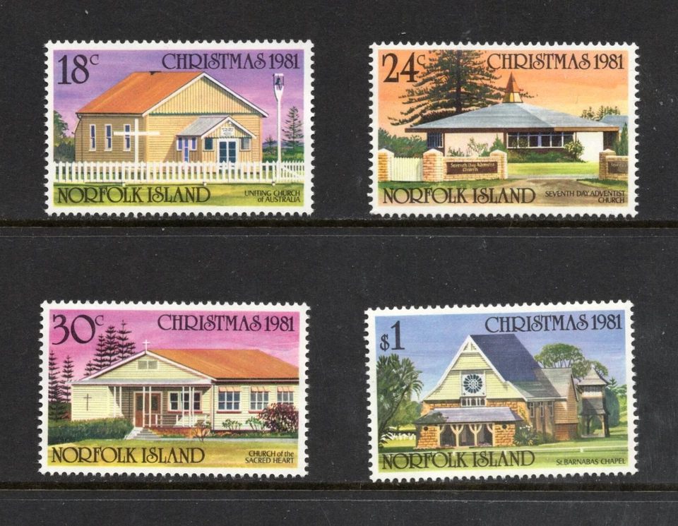 R5985   Norfolk Island  1981   Christmas   churches   4v.   MNH - Image 1 of 1