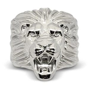 Solid 14K White Gold Mens Lion Ring XXL Heavy Size 5 - 15 - Picture 1 of 9