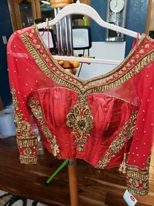 Beautiful Bejeweled beaded Indian Saree Choli New Size 38 US 8? Retail 349.00 - Picture 1 of 11