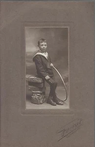 ORIGINAL PHOTOGRAPH_ CHILD WITH CIRCLE_ CLERMONT-FERRAND_ EARLY TWENTIETH CENTURY? - Picture 1 of 1