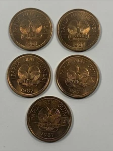 Lot Of 5 1987 New Guinea 1 Toea Coin C45 - Picture 1 of 3