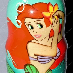 6" DISNEY LITTLE MERMAID RUSSIAN MATRYOSHKA BABUSHKA NESTING DOLLS 5 PCS - Picture 1 of 6