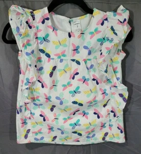Carter's Girls Sleeveless Butterflies Pattern Ruffles Shirt Size 7 lined - Picture 1 of 5
