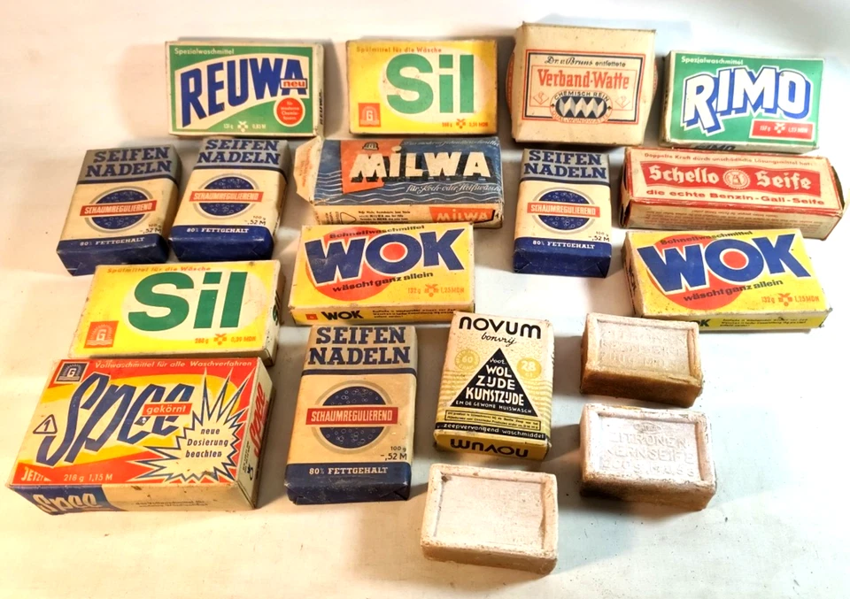 Lot Reklame Seife Wok Milwa Sil Rimo Spee Schello Kolonialwaren Wäscherei alt - Bild 1 von 4