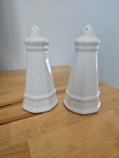 Vintage Lighthouse Salt And Pepper Shakers by Pfaltzgraff Heritage White 6" Tall