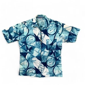 Evelyn Margolis Hawaii Shirt Tropical Zip Button Canvas Vintage 60s Collar - Picture 1 of 13