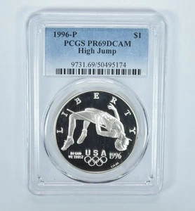 1996-P Olympic High Jump Commemorative Silver Dollar PR69 DCAM PCGS *7227 - Picture 1 of 5