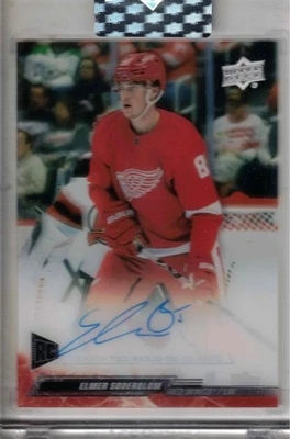 2023-24 UD Clear Cut hockey Elmer Soderblom authentic RC rookie auto card WINGS - Image 1 of 2