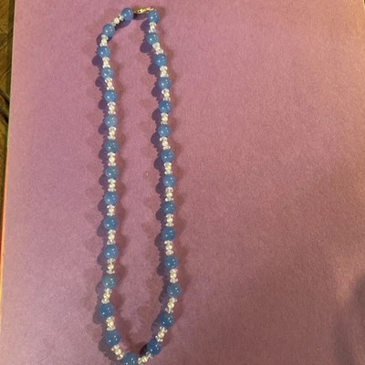 Ожерелье с застежкой из аквамарина и жемчуга длиной 18 дюймов 14 карат - Изображение 1 из 4