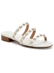 CHARTER CLUB Womens White Imitation Pearls Soraya Almond Slip On Sandals 7.5 M - Picture 1 of 6