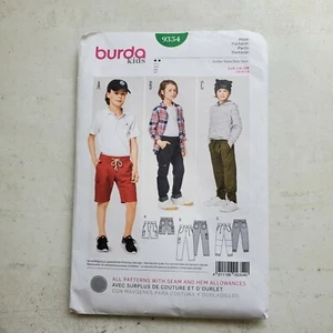 Burda Pattern 9354 Childs Cargo Pants Shorts Joggers Drawstring Size 12 CUT - Picture 1 of 6