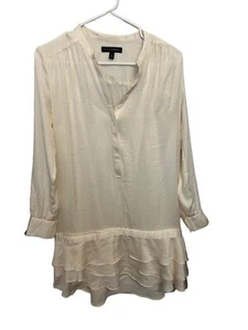 Vestido Banana Republic Marfil con Borde con Volantes Mangas Largas con Deslizantes Talla 4 - Imagen 1 de 8
