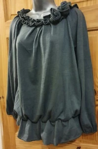 Graublauer einzigartiger stylischer Pullover Oberteil, beschriftet T1, Gr. 10. Nie getragen.(N) - Bild 1 von 6