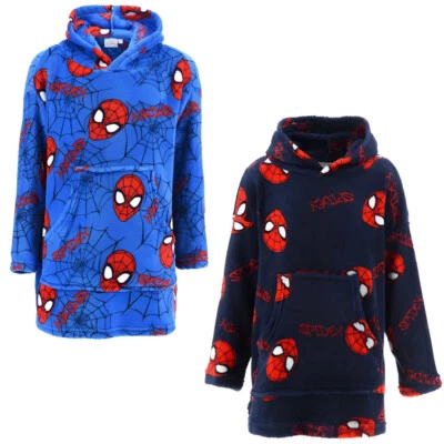 MARVEL COMICS Marvel Spiderman Kinder Hausmantel Bademantel mit Kapuze Gr. 104-128 Fleece