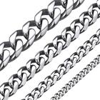*UK Shop* STAINLESS STEEL 316L SILVER 3-15MM 14-30" MENS CURB CHAIN NECKLACE MAN