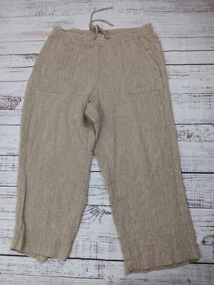 Брюки женские J JIll средние льняные коричневые широкие свободные курортные низы богемные  - Изображение 1 из 4