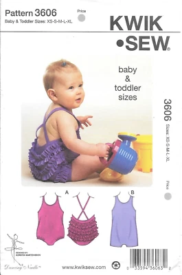 Vintage Uncut Kwik Sew Sewing Pattern # 1599 Toddler Swimsuit Sizes: XS-S-M-L-XL - Image 1 of 3